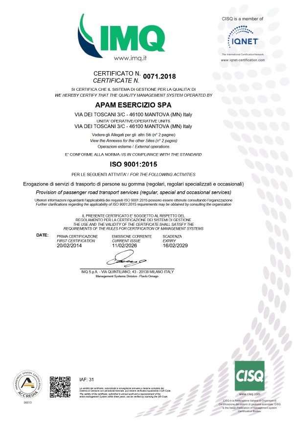 Attestato 
Qualità ISO 9001